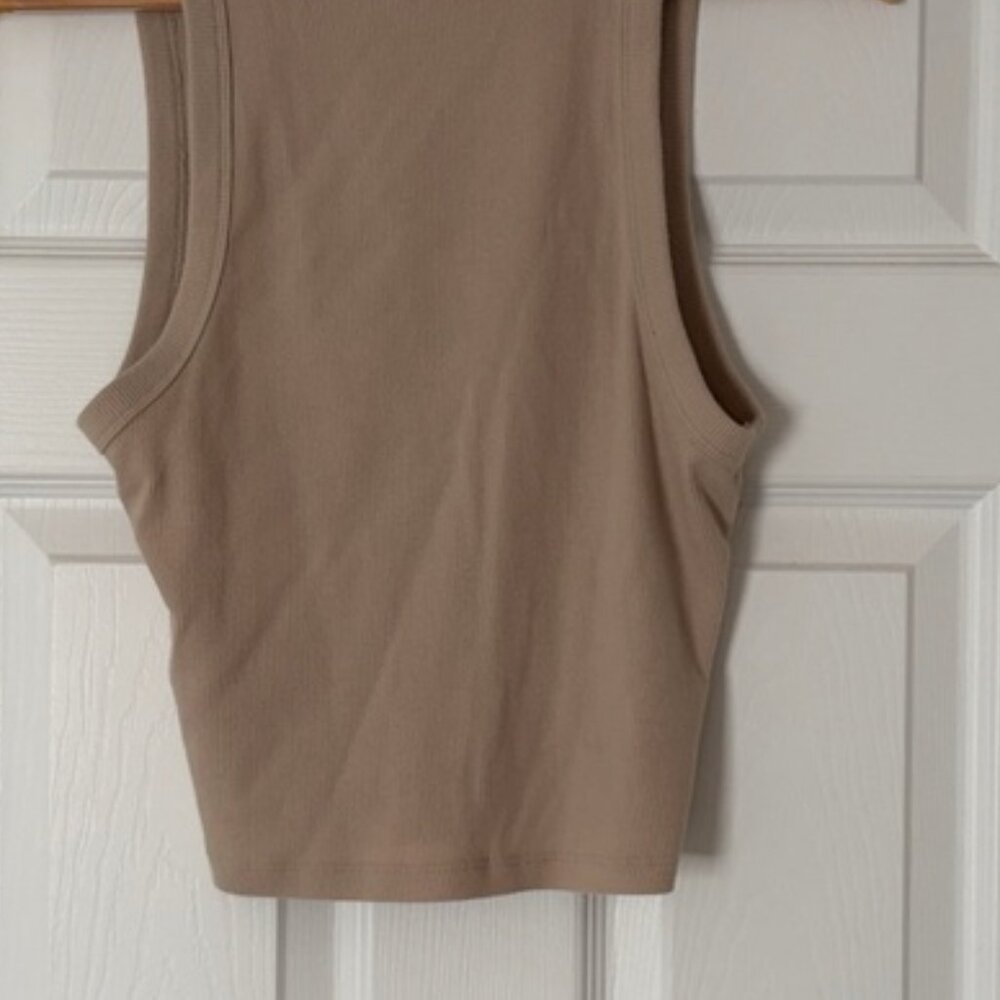 Women's Beige Buttoned Tank Top